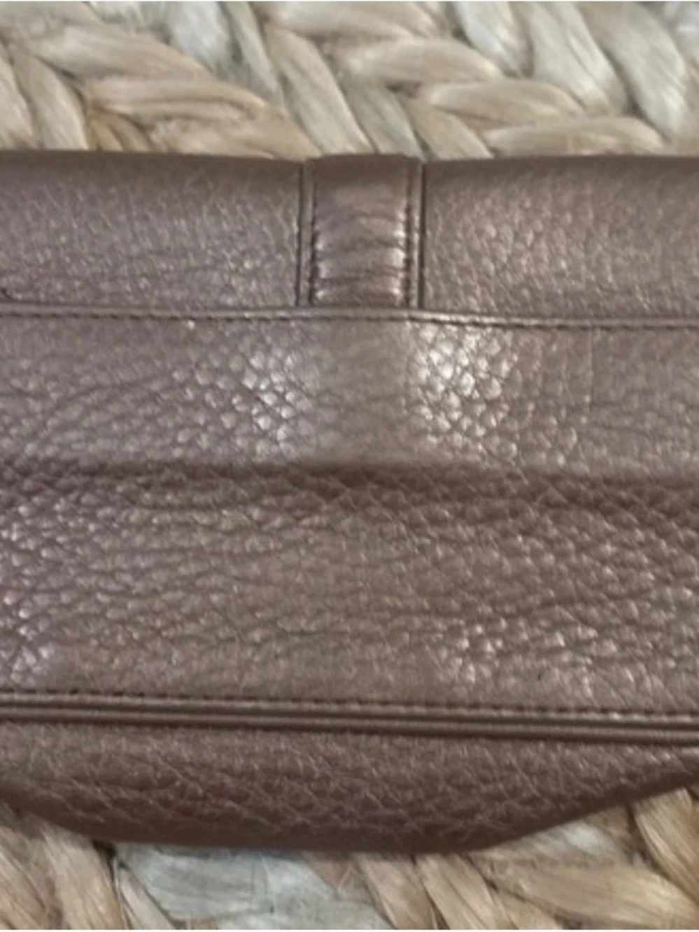 Cole Haan Textured Bronze Leather Clutch with Turn-Lock Closure